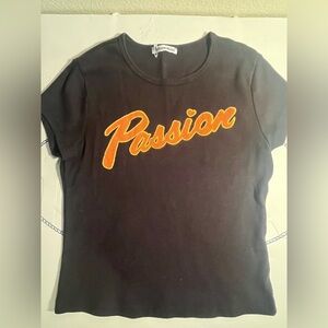 Reformation Black Tee with Vibrant ( Passion )  Graphic cropped - size small